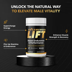 Juvenon GoldMember Lift capsule closeup highlighting Nitrosigine for endurance.