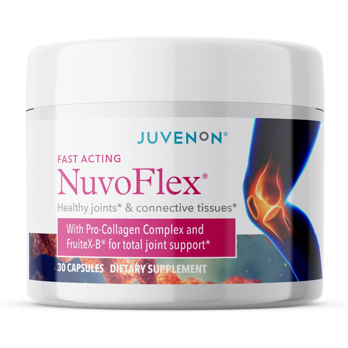 Juvenon NuvoFlex bottle packaging for daily joint support.