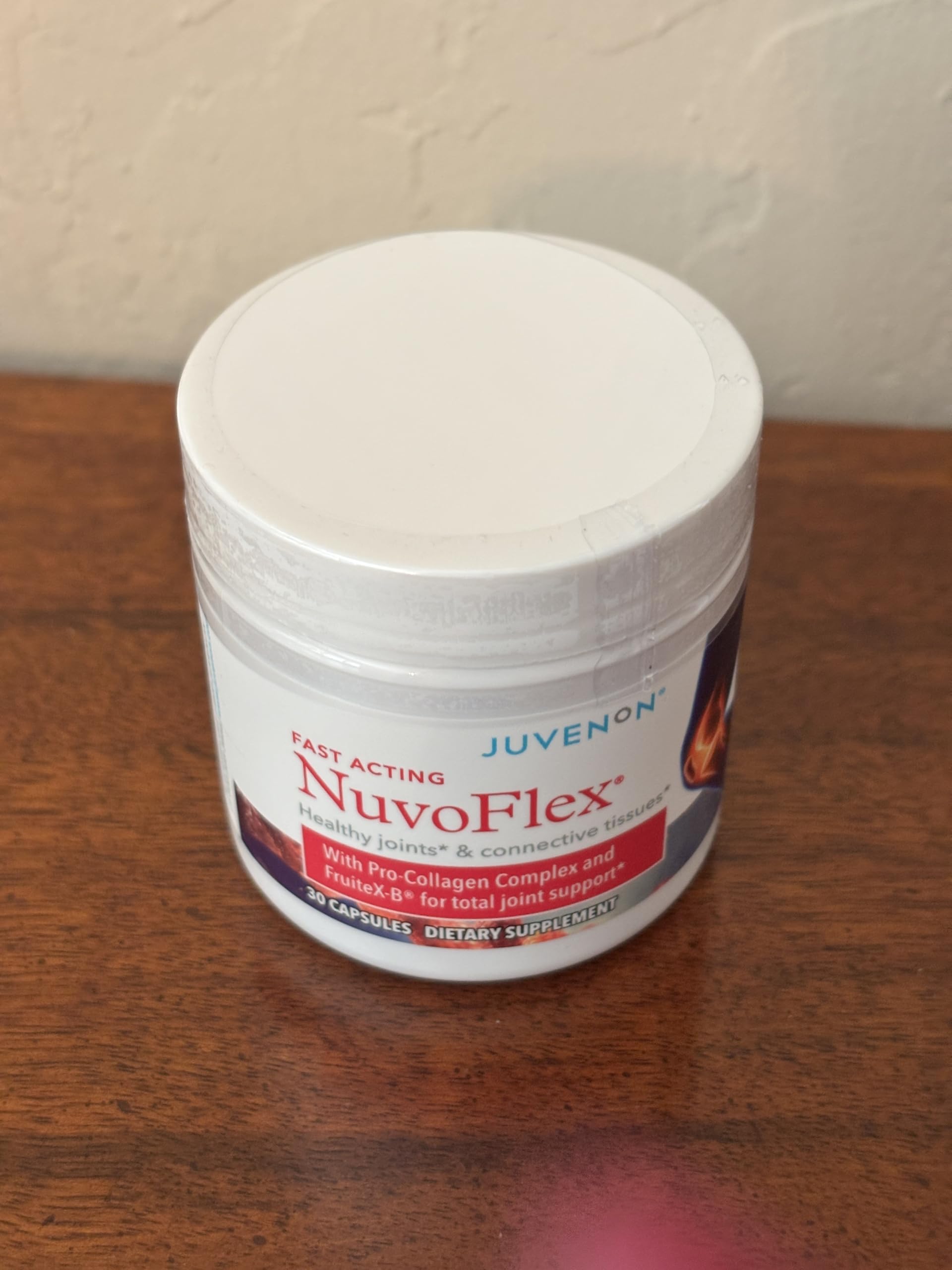 NuvoFlex label detail showing FruiteX-B for joint comfort.