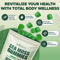 JUYIHEAL vegan, non-GMO sea moss gummies for everyday nutrition.