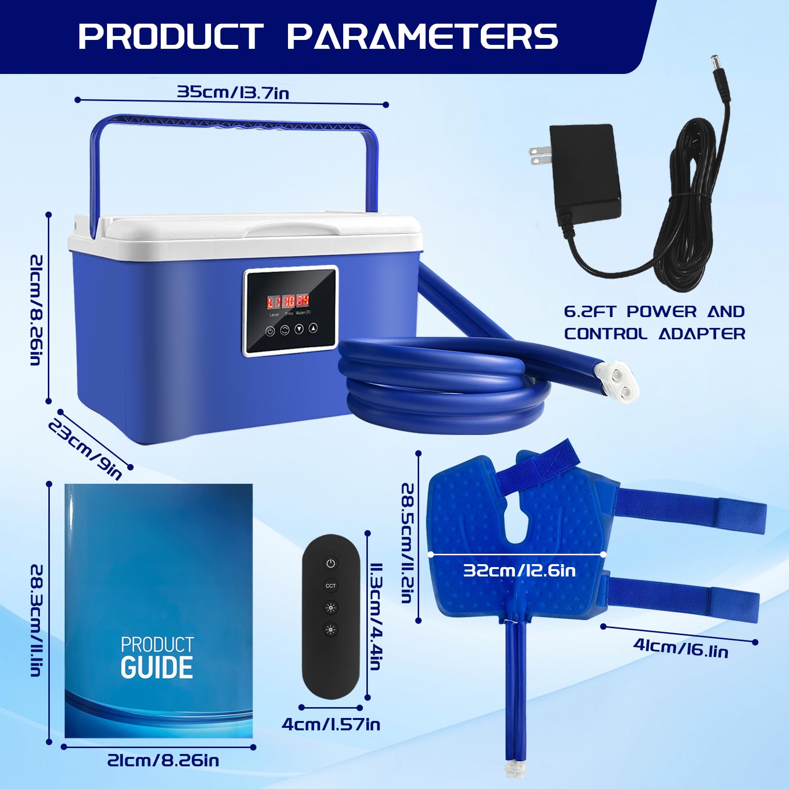 JWGUTS cold therapy system supports knee, elbow, and arm recovery routines.