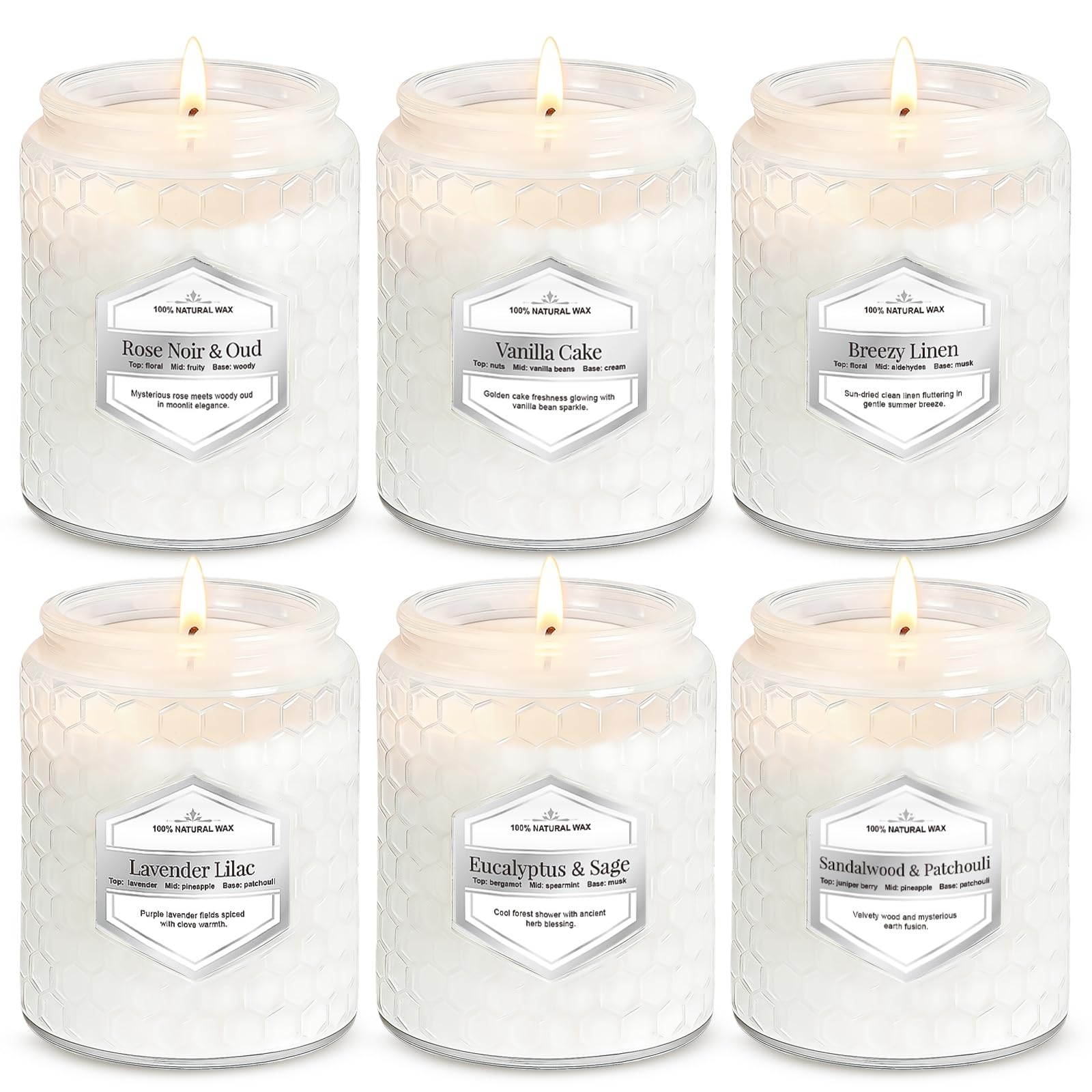 JXDLSQ 6-pack candles in Rose Noir Oud offer a luxurious home scent