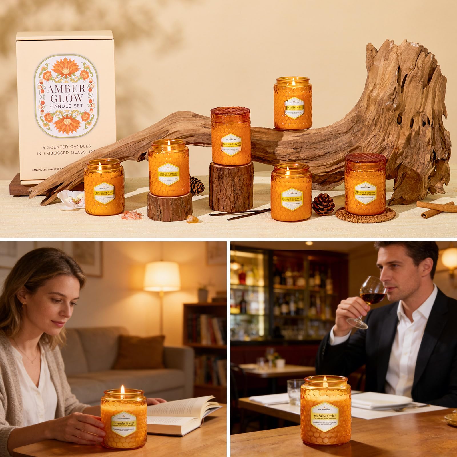 JXDLSQ Eucalyptus & Sage candle jar for a crisp, focused mood.