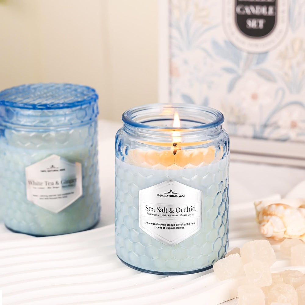 JXDLSQ Gift-packaged Lake Blue Candles ideal for housewarmings and celebrations