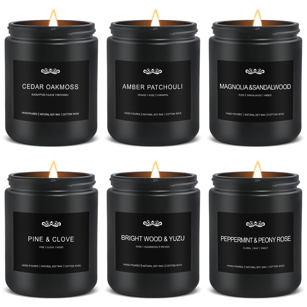 JXDLSQ six-pack candles packaging shows masculine design for gift-ready ambiance.