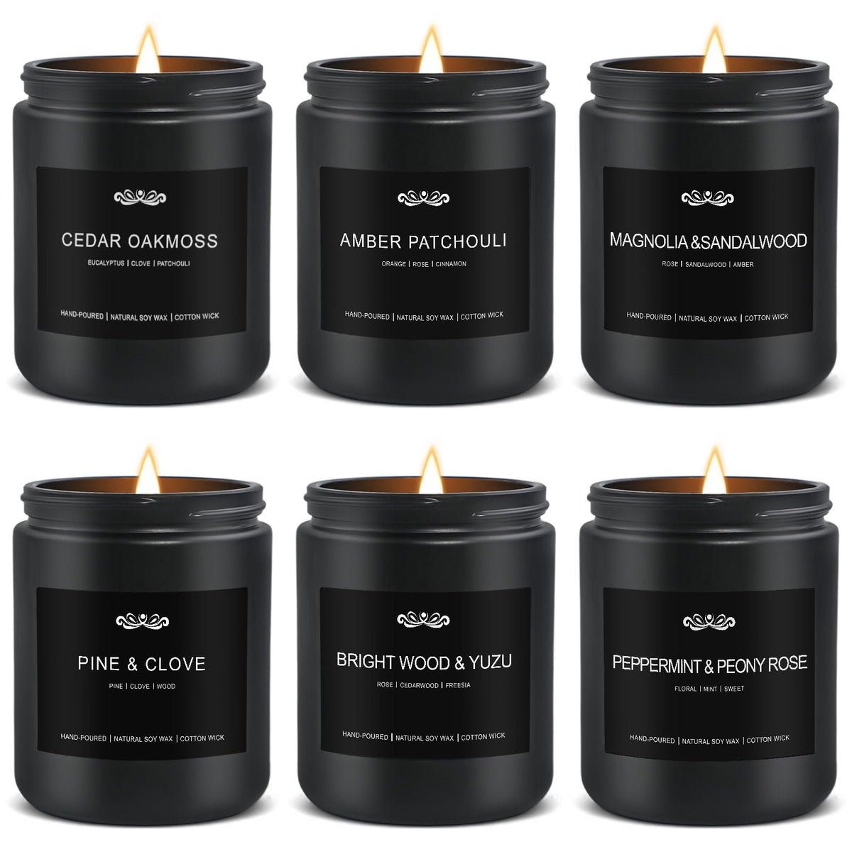 JXDLSQ six-pack candles packaging shows masculine design for gift-ready ambiance.