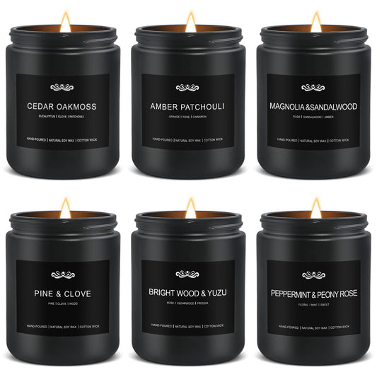 JXDLSQ six-pack candles packaging shows masculine design for gift-ready ambiance.