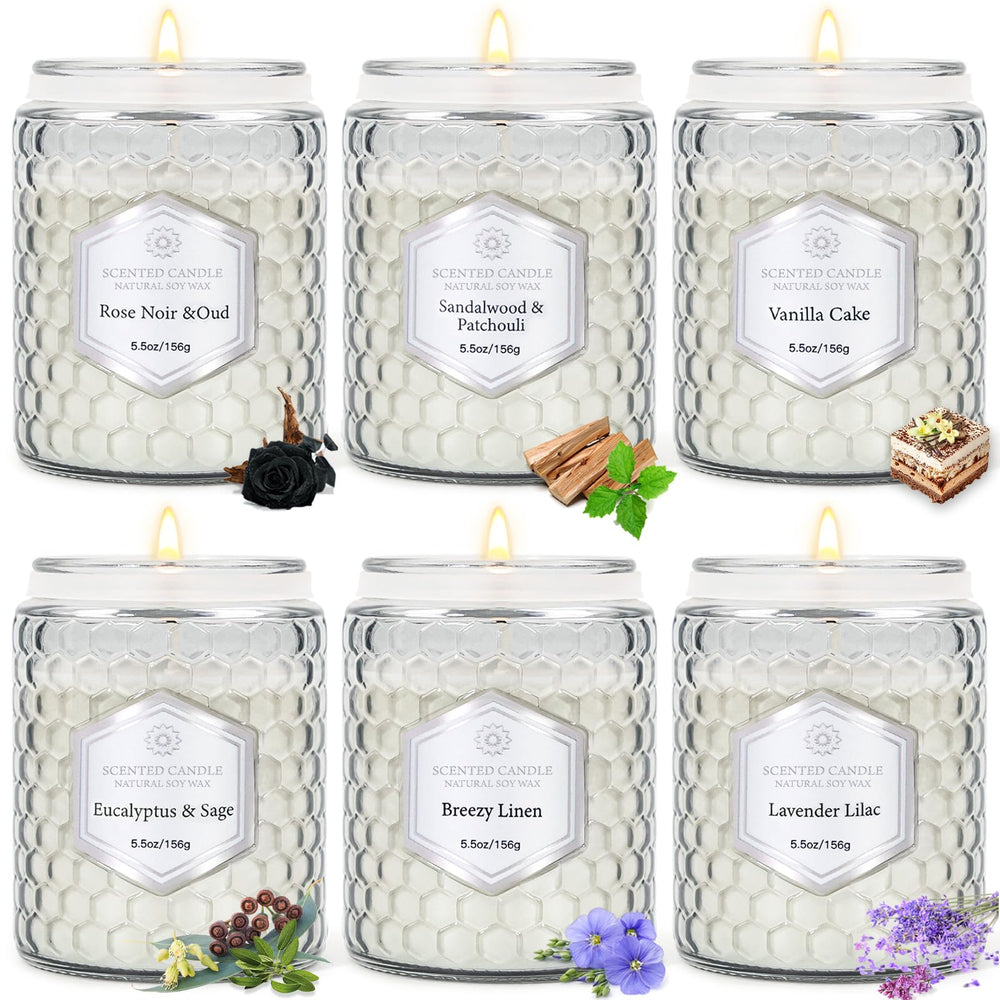 JXDLSQ six-pack candles with Rose Noir Oud create a luxurious ambiance for evenings.