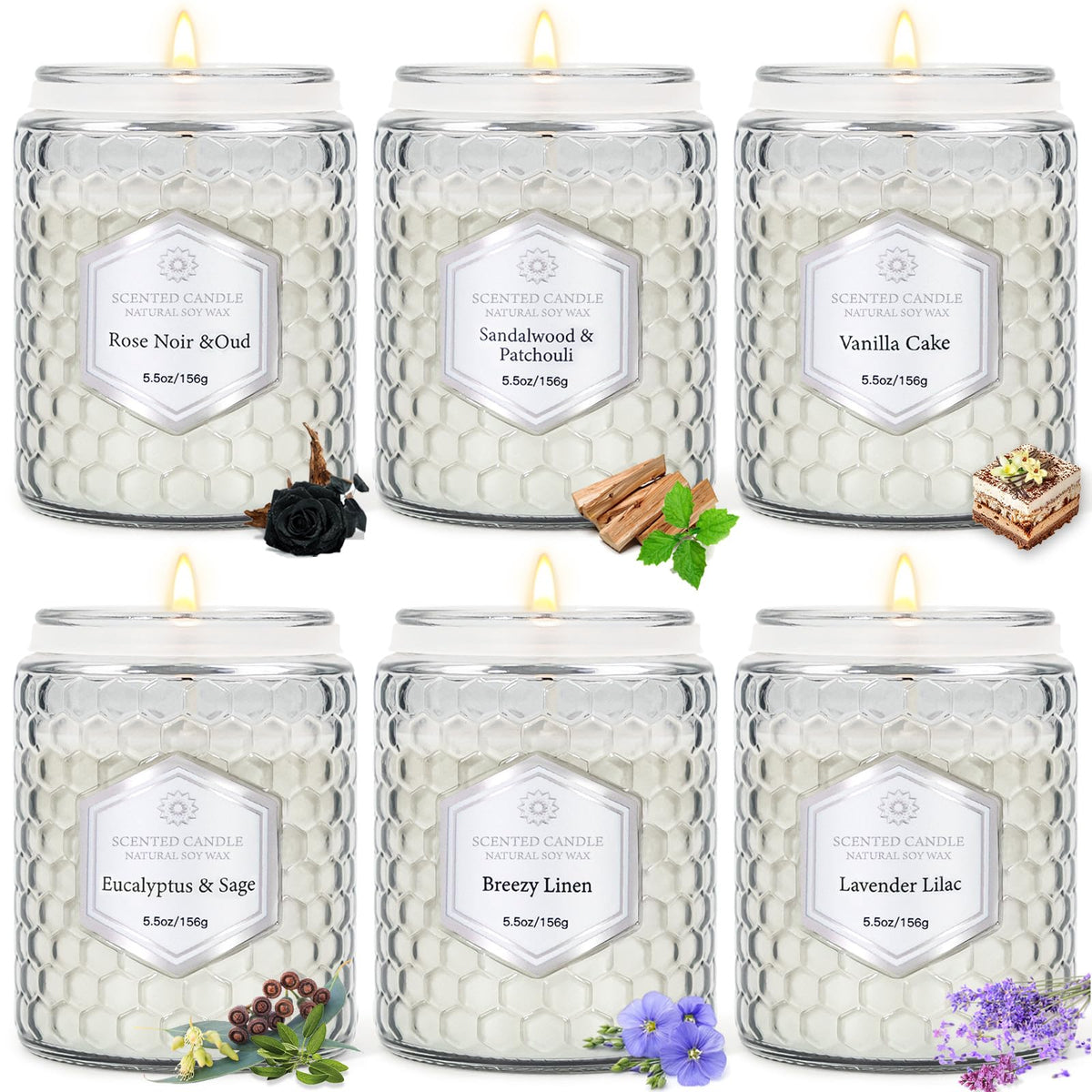 JXDLSQ six-pack candles with Rose Noir Oud create a luxurious ambiance for evenings.