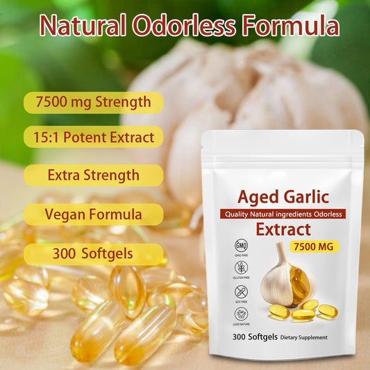 JXSVR odorless garlic softgels close-up showing gentle, stomach-friendly formula
