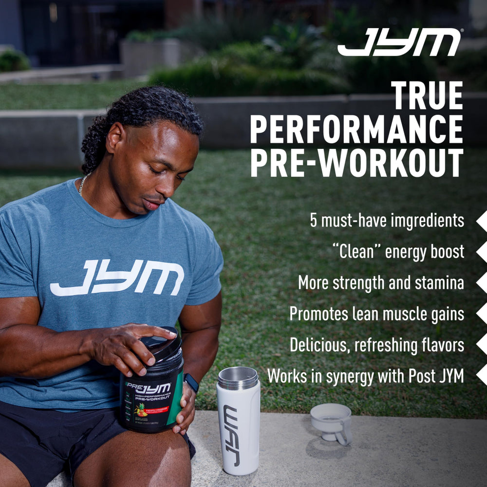 JYM Pre JYM packaging includes heat exposure note for storage.