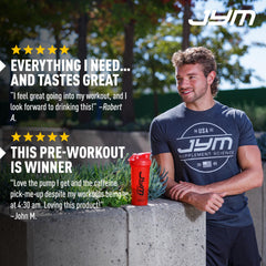 JYM Pre JYM strawberry kiwi workout scene emphasizes focus and energy.