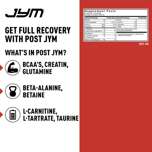 JYM Active Matrix BCAA and glutamine blend supports muscle repair.