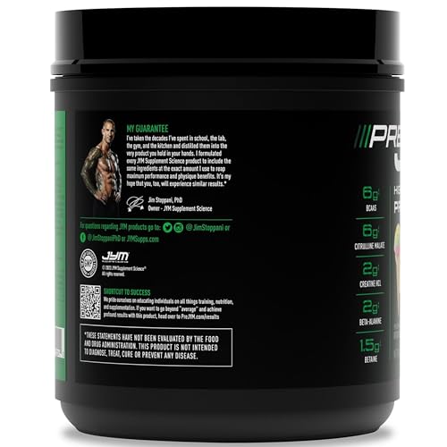 Close-up of JYM Rainbow Sherbet Pre JYM label highlighting BCAA and creatine benefits
