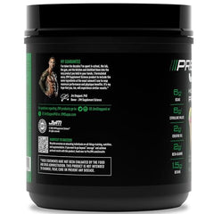 Close-up of JYM Rainbow Sherbet Pre JYM label highlighting BCAA and creatine benefits