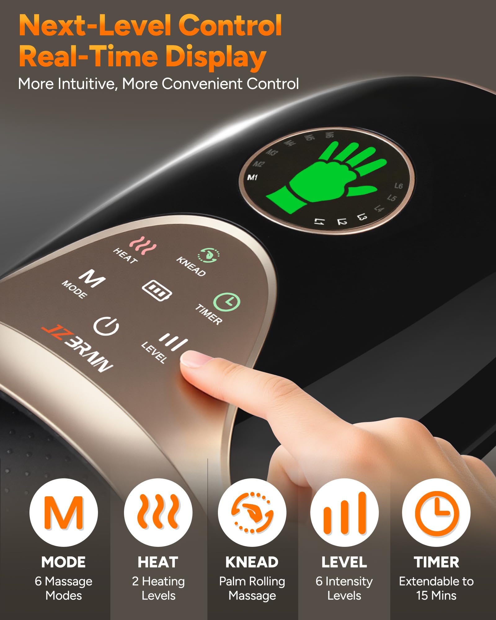 JZBRAIN 18 airbags image highlights complete coverage across fingers, palm, and wrist.