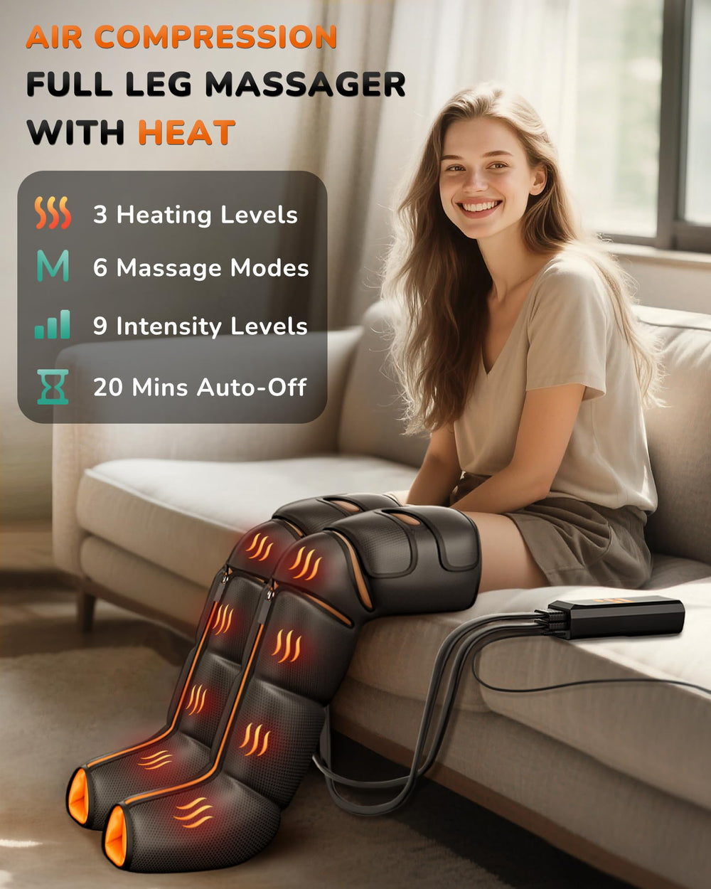 JZBRAIN leg massager zipper sleeves enable easy wear and secure fit.
