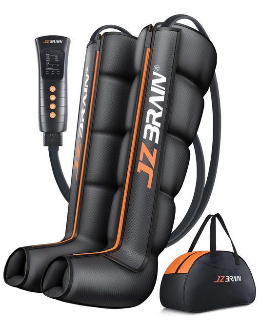 JZBRAIN sequential air compression leg boot, front view for targeted foot and calf massage