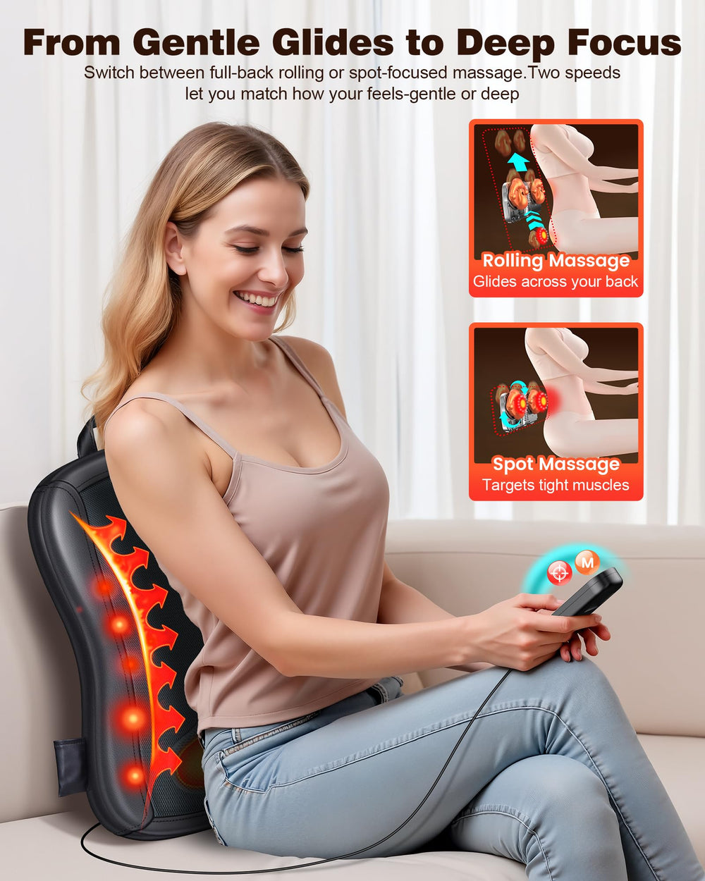 JZBRAIN dual-heating system provides warming zones to ease stiffness