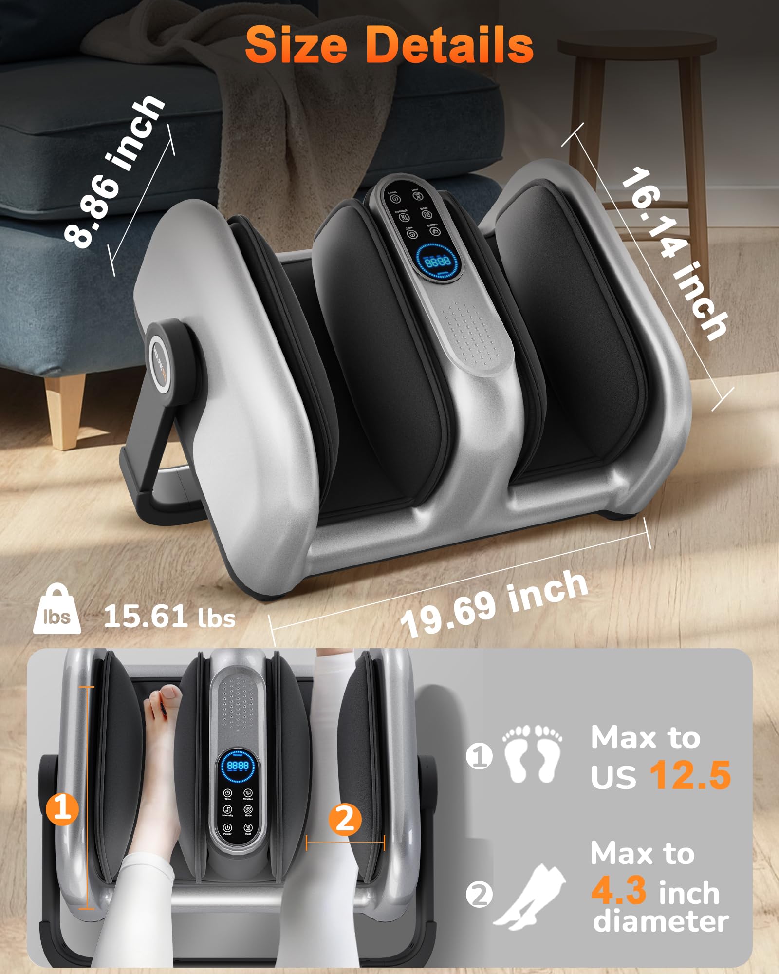 JZBRAIN airbags on foot massager deliver nine levels of pressure