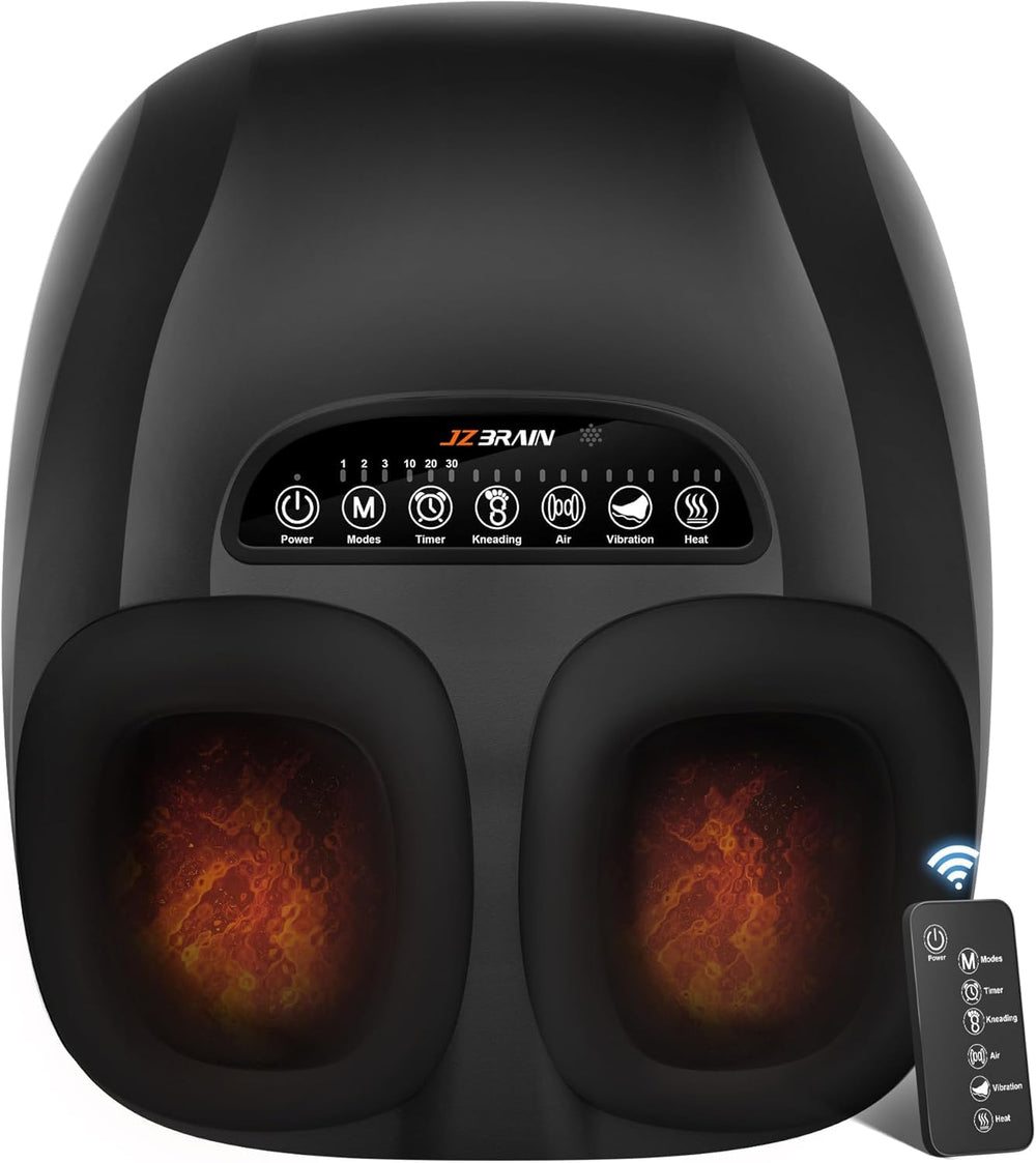 JZBRAIN Shiatsu foot massager front view with customizable heat for relaxation.