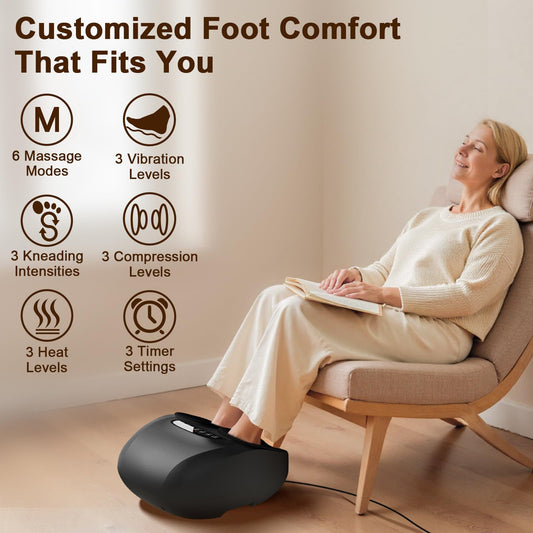 JZBRAIN foot massager remote control use enables hands-free relaxation after work.
