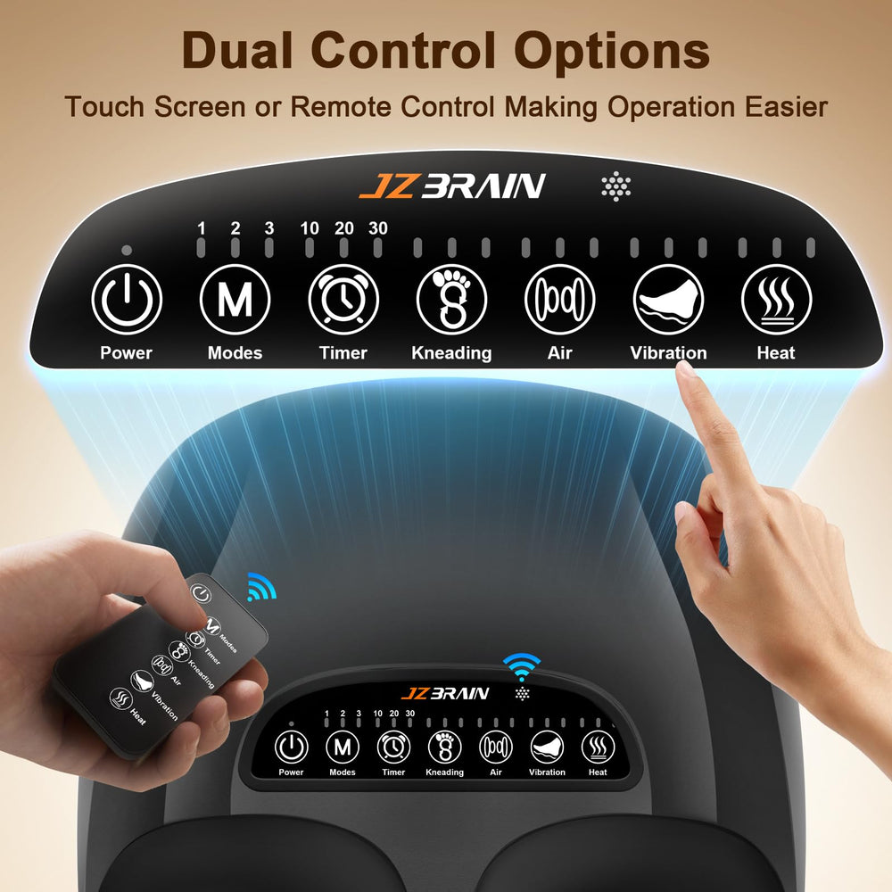 JZBRAIN Shiatsu massager side view showing wrap compression for tired feet.