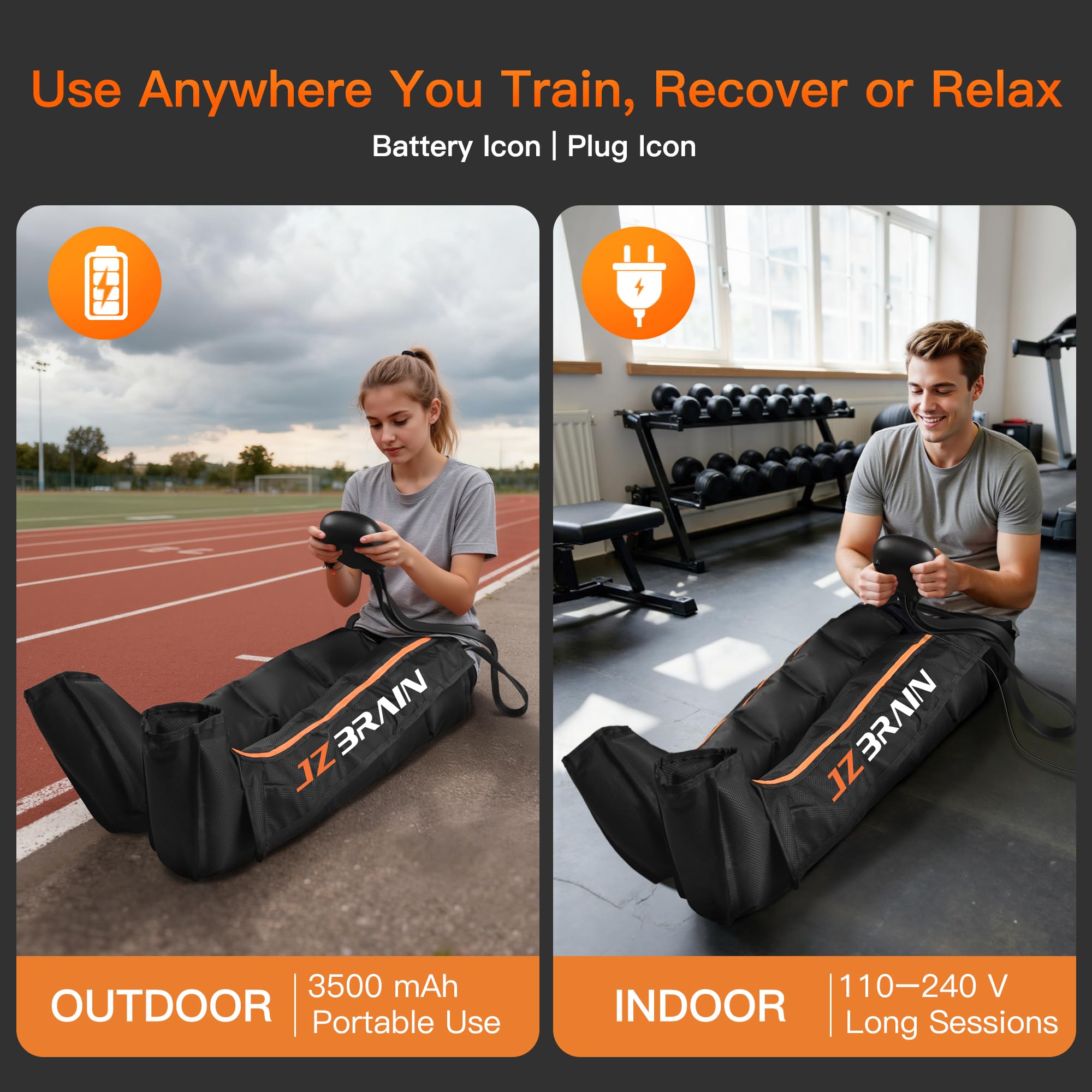 JZBRAIN 360-degree wraparound design around foot to thigh for even pressure