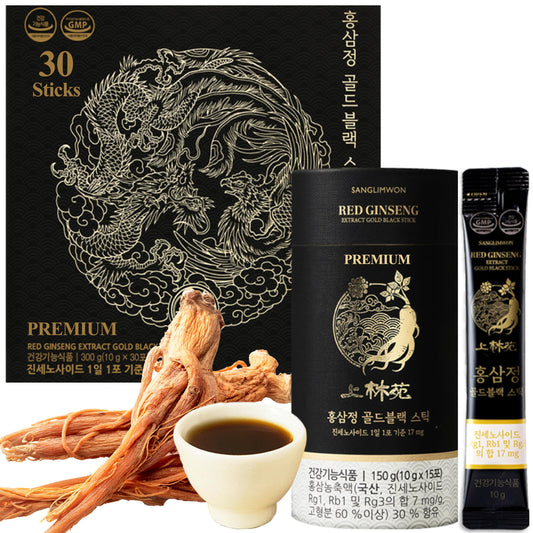 K Food Korean Food Sanglimwon Gold Black Stick gift box presents premium packaging for gifting occasions.