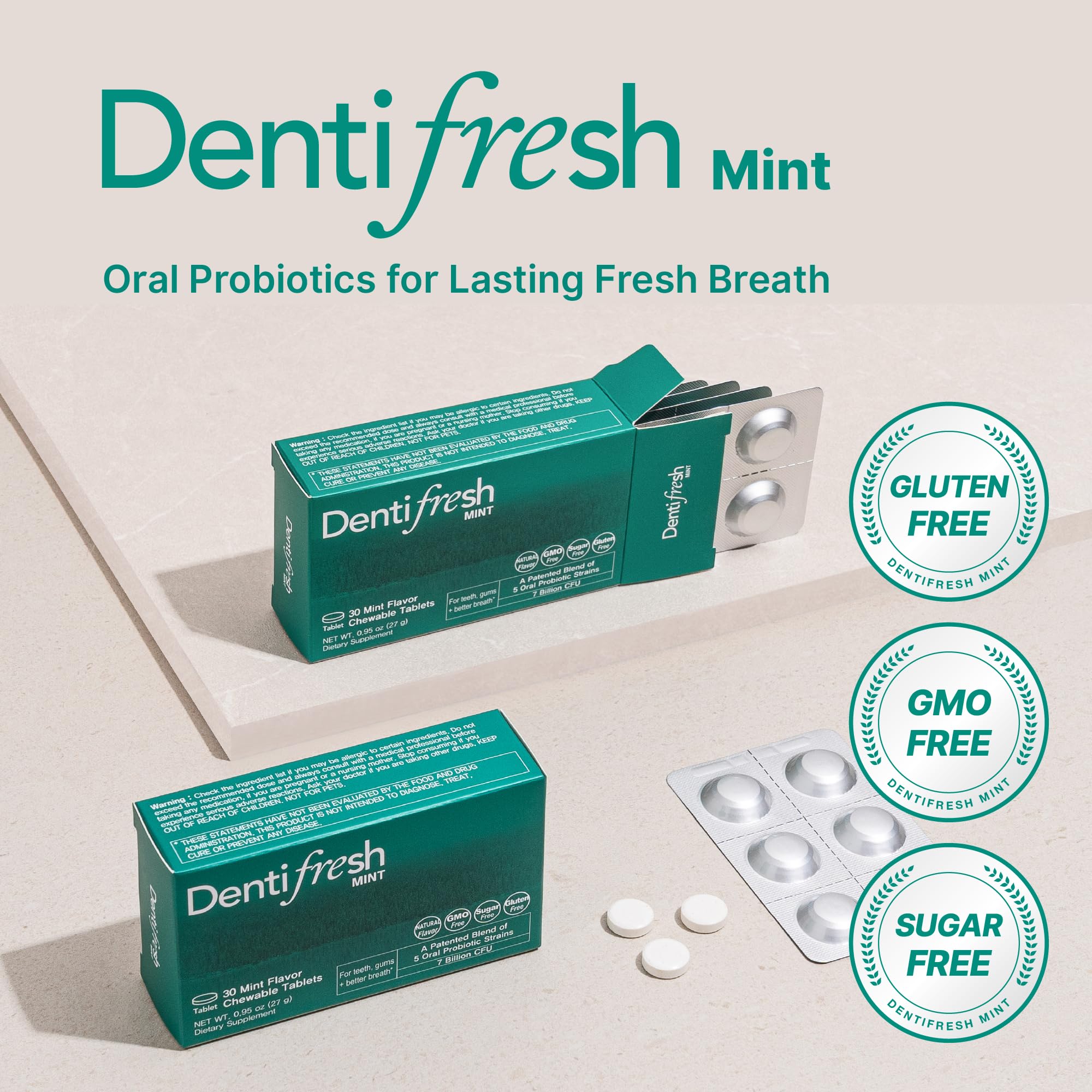 K-NUTRA Dentifresh Mint pack back showing features and usage notes.