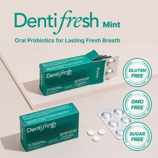 K-NUTRA Dentifresh Mint pack back showing features and usage notes.
