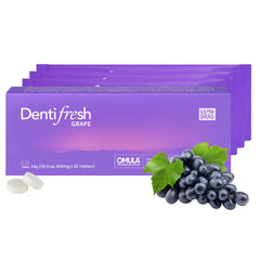 K-NUTRA Dentifresh Xylitol Tabs Grape packshot showing a 30-tablet box for daily use