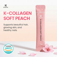 K-NUTRA K-Collagen Soft Peach dissolves quickly in water for fast consumption.
