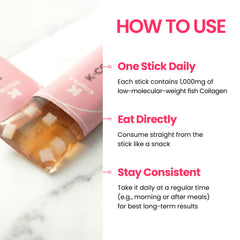 Low-molecular marine collagen in K-NUTRA K-Collagen Soft Peach.