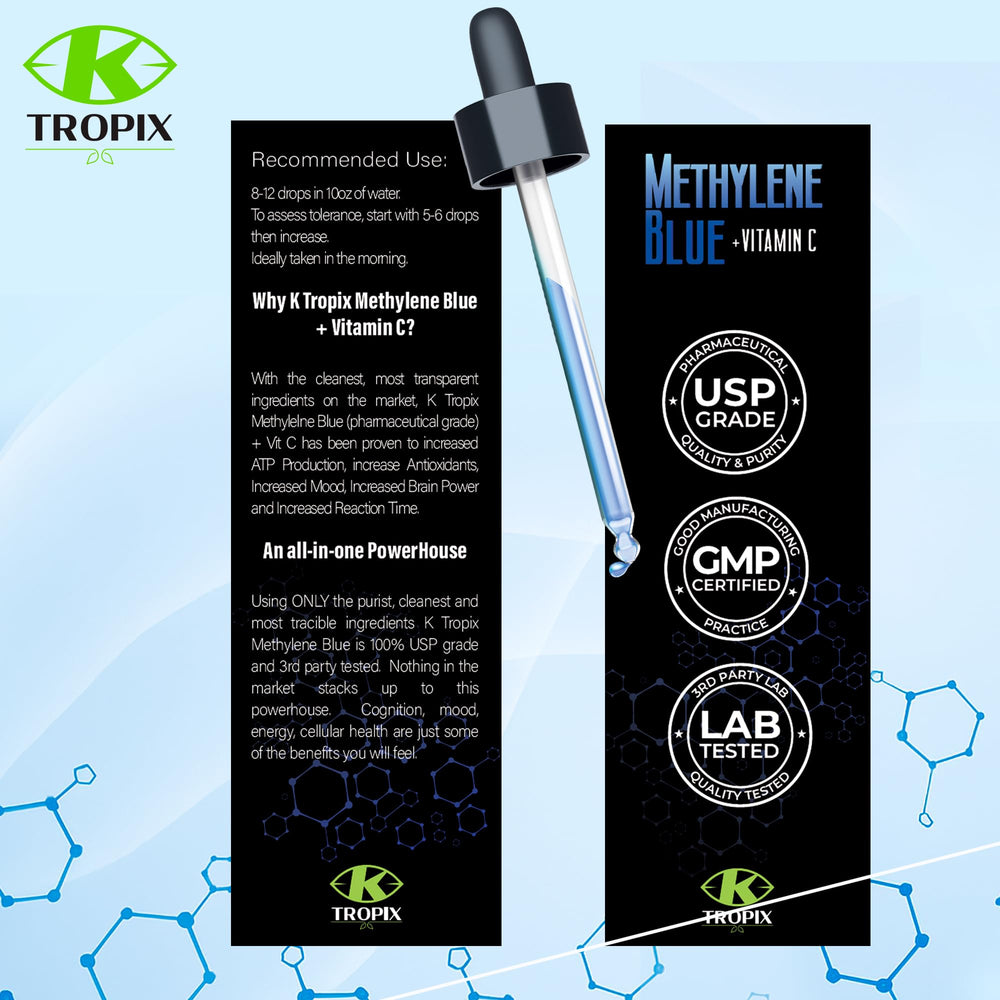 K TROPIX label close-up shows natural flavor and stevia, enhancing taste.
