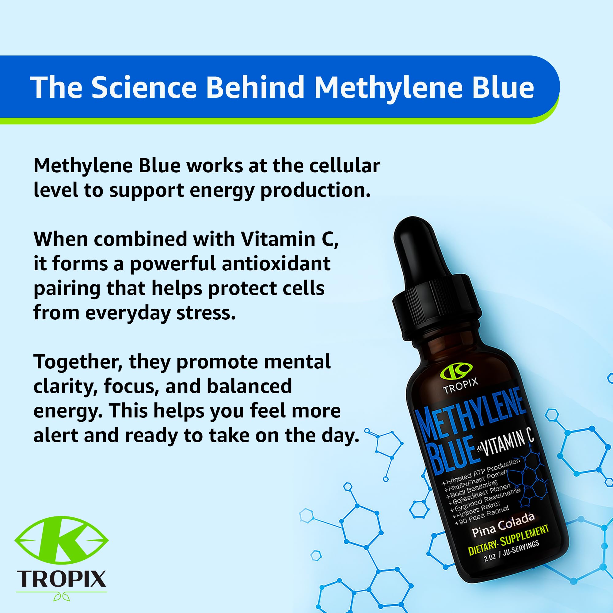 K TROPIX drops being added to water glass for refreshing routine.