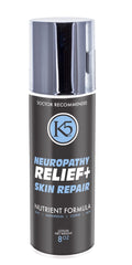 K5 Neuropathy Relief Cream on a foot bottle offering soothing care.