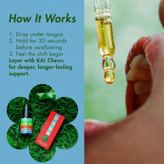 KA! Kanna dosage drops shown for easy daily routine.