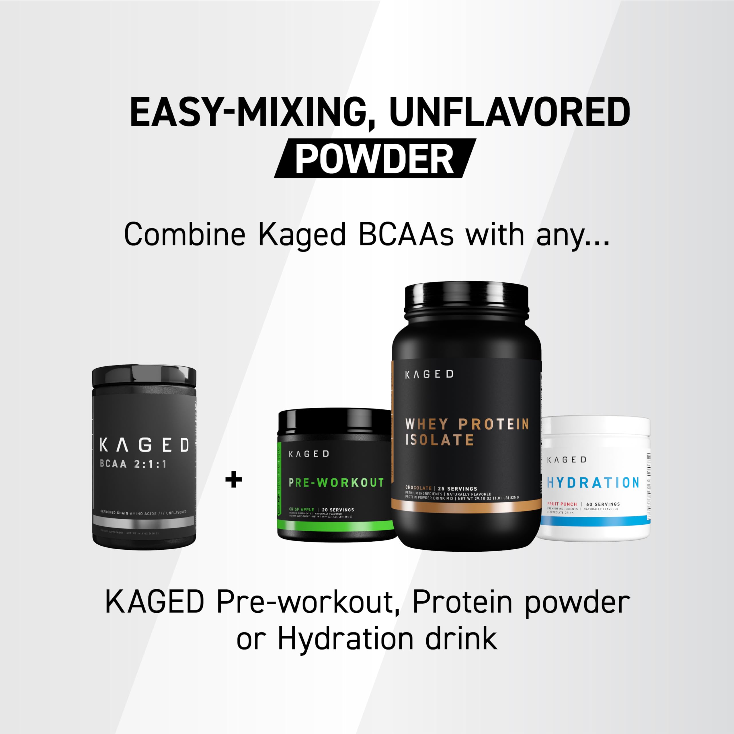 Kaged BCAAs clean-label close-up showing no colors or fillers.
