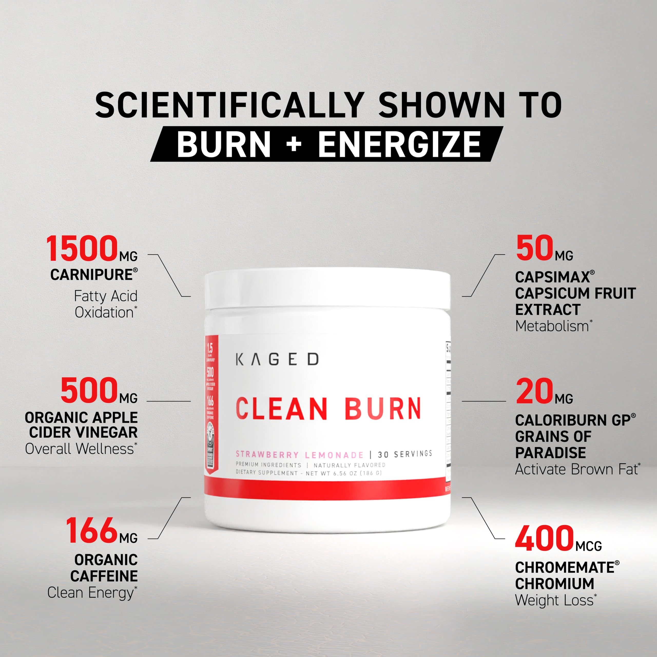 Kaged Clean Burn powder dissolving in water shows quick energizing mix.