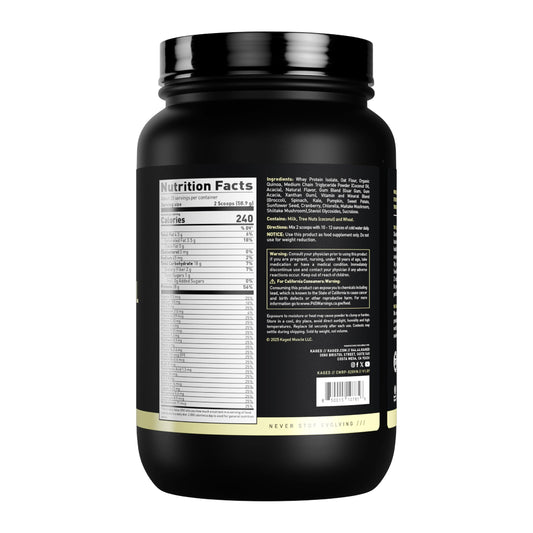 Kaged Clean Meal shake in glass with creamy vanilla flavor.