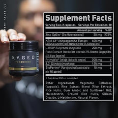 Kaged Ferodrox bottle back label with ingredients and testing highlights.