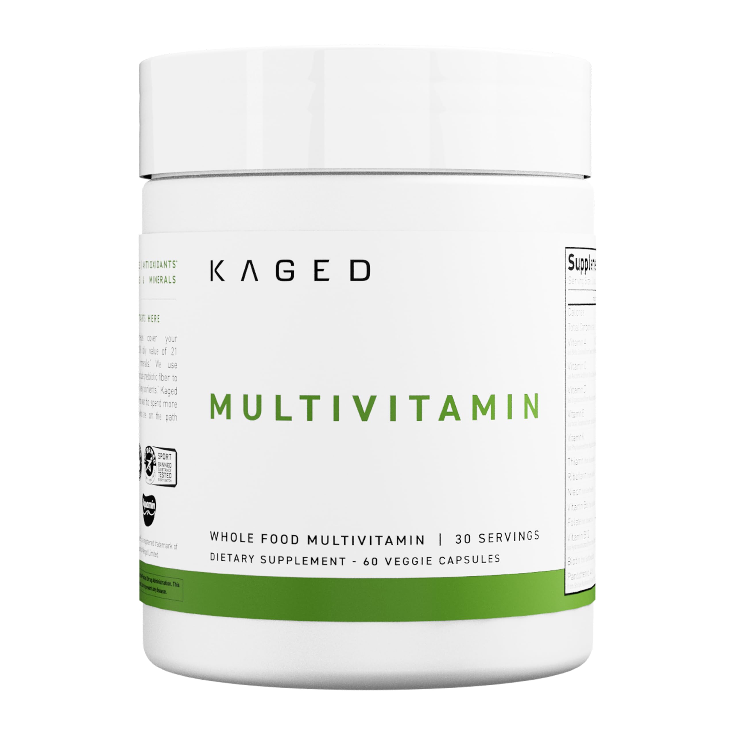 Kaged Multivitamin capsules unflavored in bottle for daily use