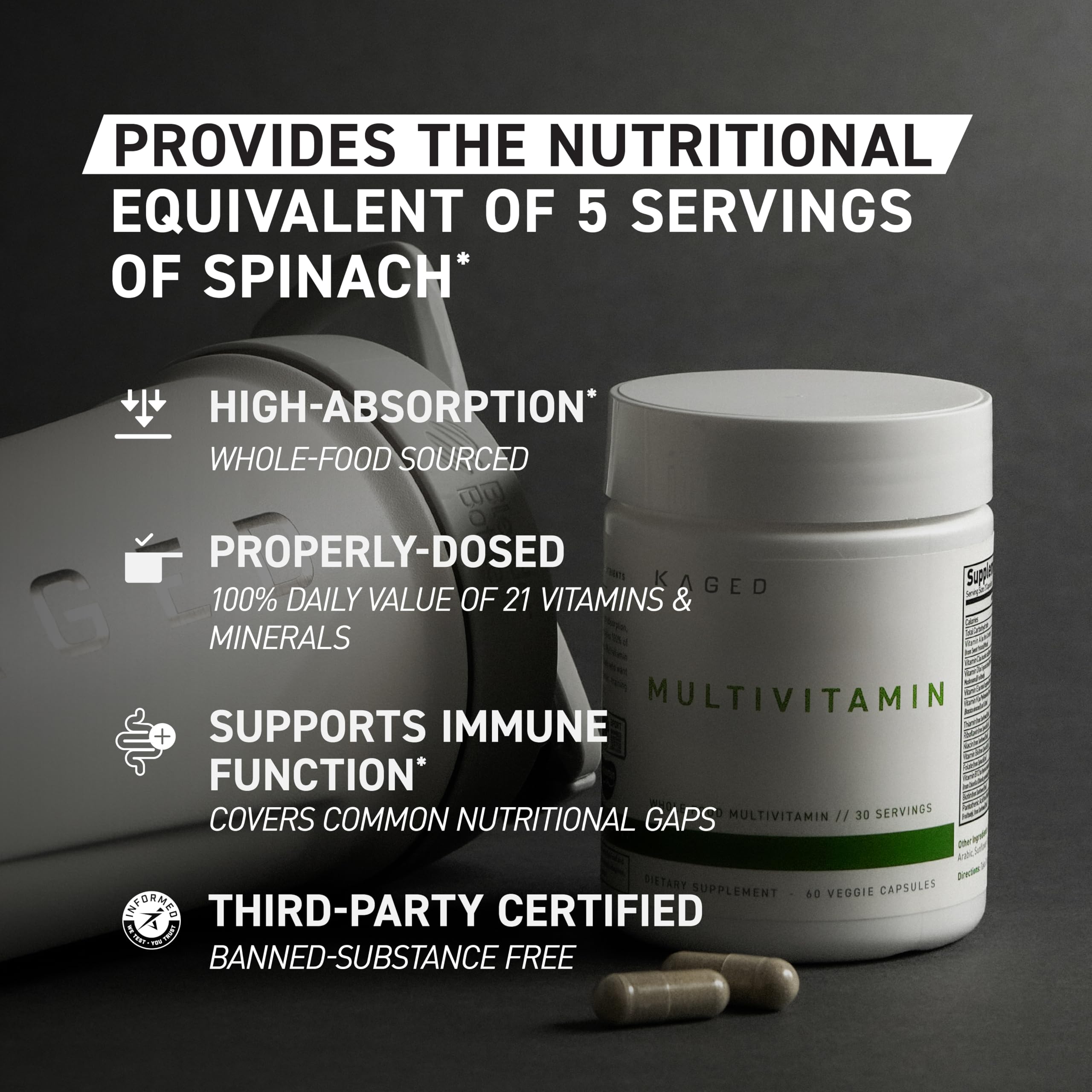 Kaged Multivitamin once-a-day formula shown in bottle