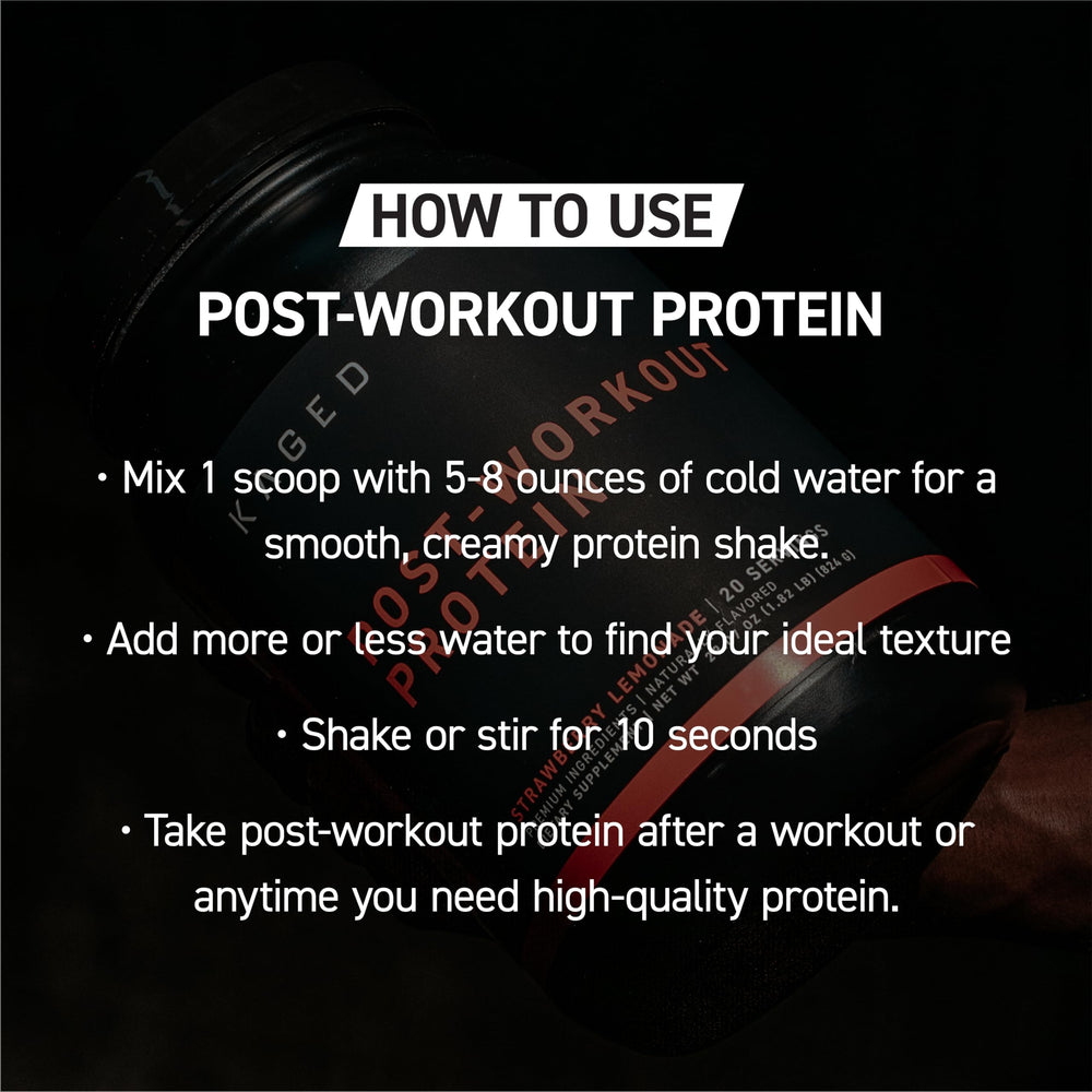 Scoop beside tub conveys satisfying post-workout recovery with orange cream flavor.
