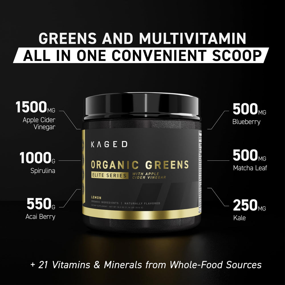 Pour-friendly Kaged Organic Greens Elite Berry into glass for easy hydration