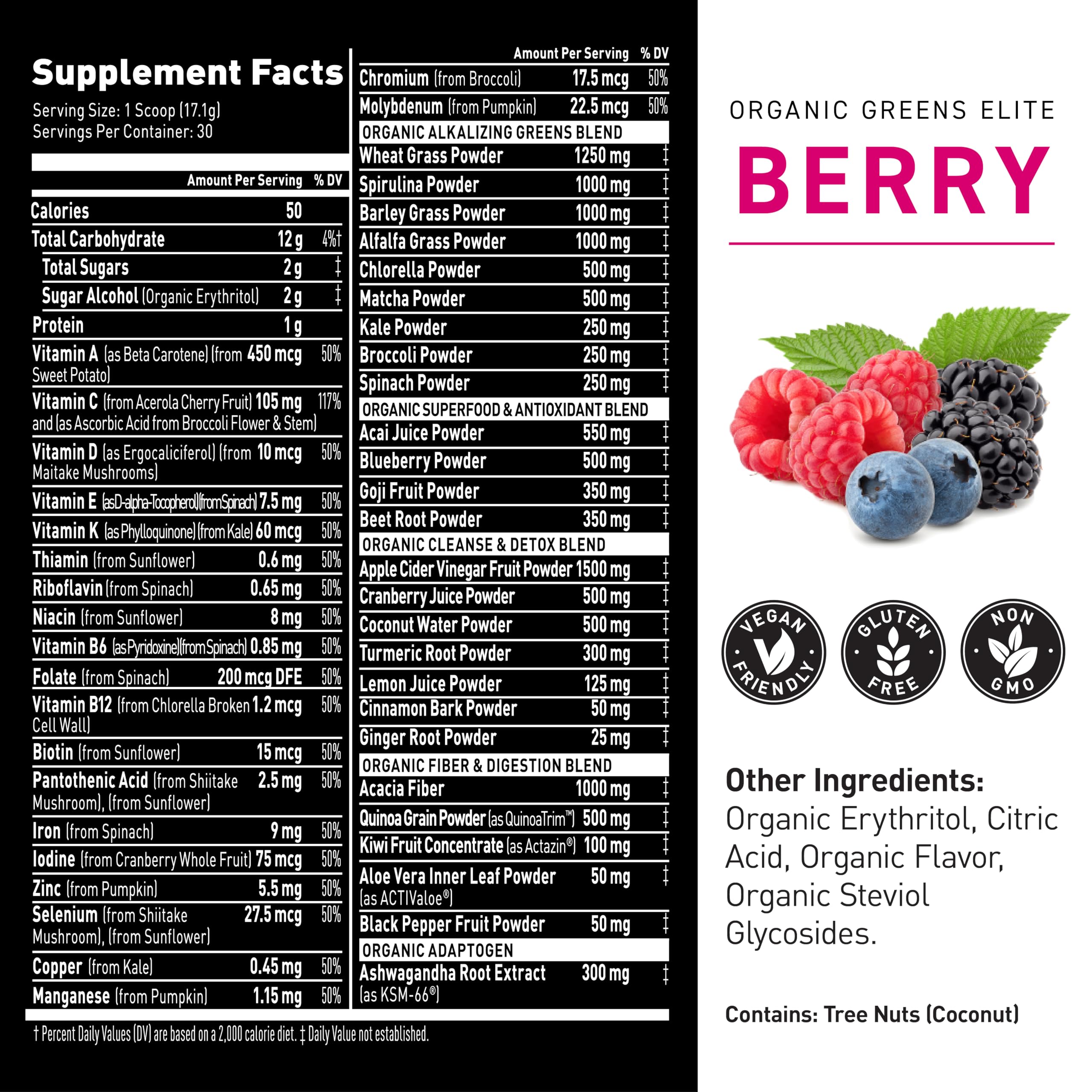 Scoop with Kaged Organic Greens Elite Berry powder for simple daily use