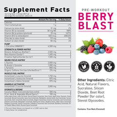 Kaged Original Pre Workout Berry Blast ingredients highlight L-Citrulline and BCAAs for performance support.