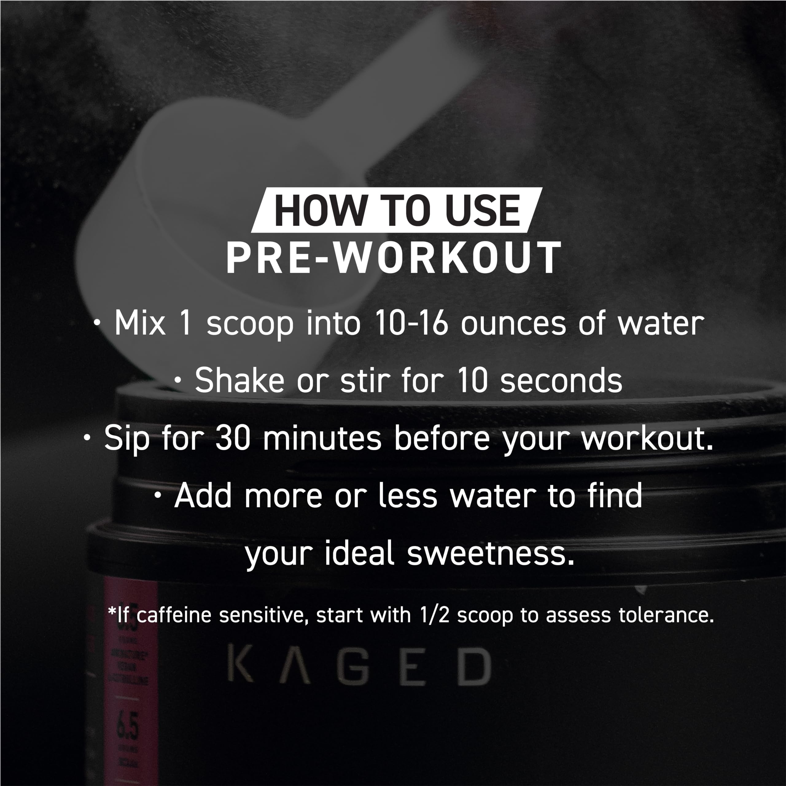 Kaged Pink Lemonade pre-workout bottle on a store shelf.