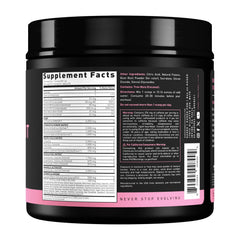 Opened tub of Kaged Original Pre-workout Pink Lemonade ready to mix.